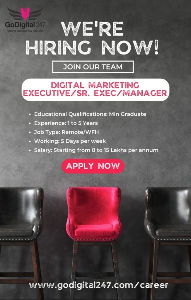 Career page for Digital Marketing Executive, Sr. Exec, Manager
